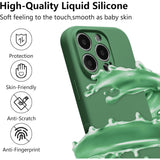 Husa de Protectie, Vivimall, pentru iPhone 16 Pro, Liquid Silicone, cu Microfibra pe Interior, Protectie Antisoc, Compatibil Incarcare Wireless, Verde - vivimall.ro