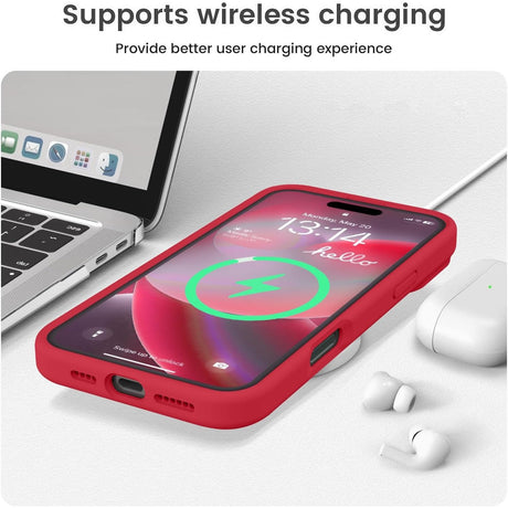 Husa de Protectie, Flippy, pentru iPhone 16 Pro, Liquid Silicone, cu Microfibra pe Interior, Protectie Antisoc, Compatibil Incarcare Wireless, Rosu - vivimall.ro