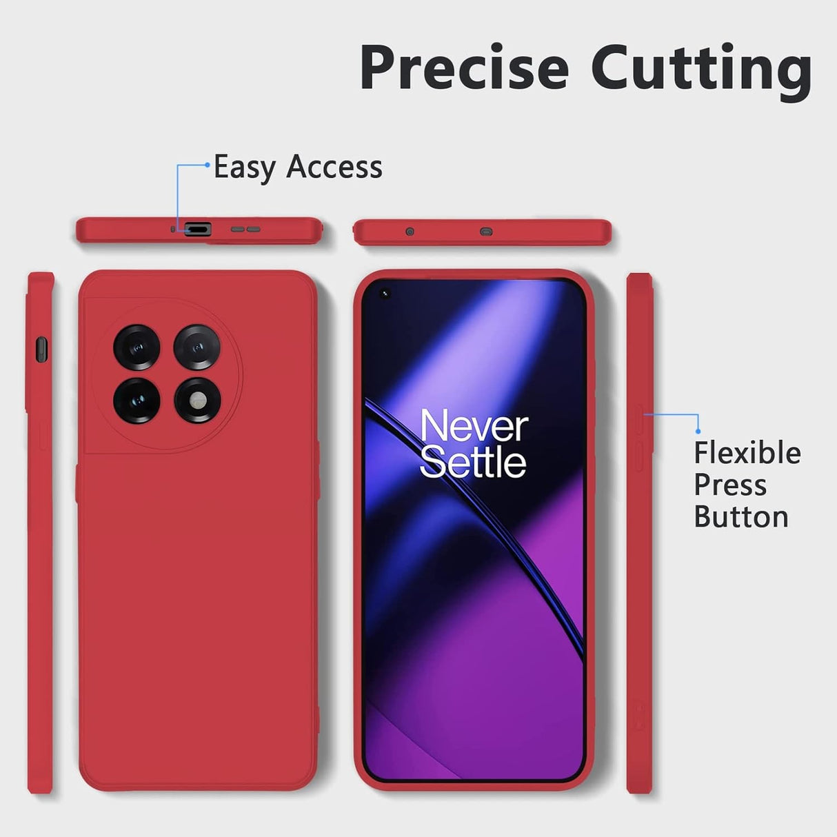 Husa de Protectie, Vivimall, pentru OnePlus 11 5G, Liquid Silicone, cu Microfibra pe Interior, Protectie Antisoc, Compatibil Incarcare Wireless, Rosu - vivimall.ro