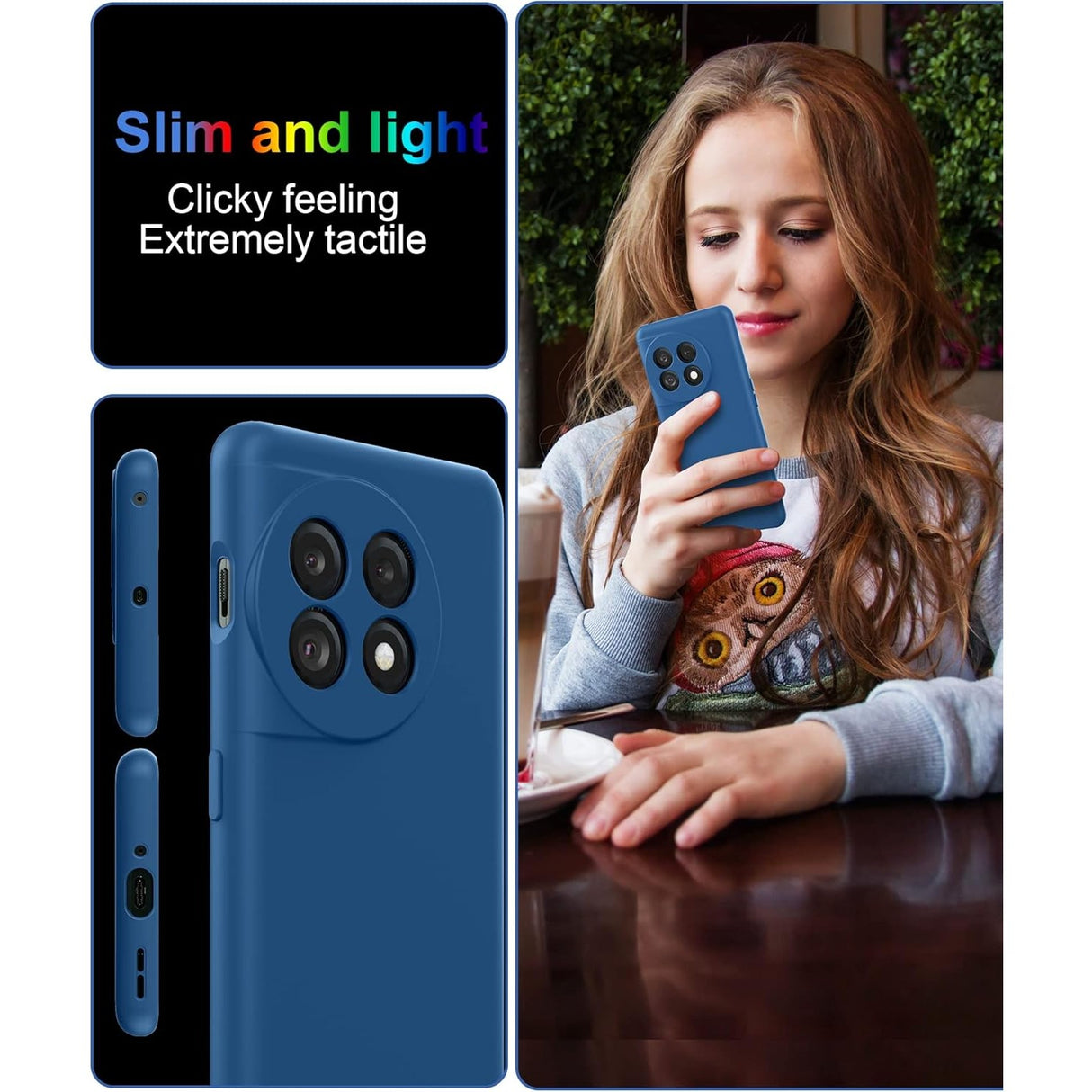 Husa de Protectie, Vivimall, pentru OnePlus 11 5G, Liquid Silicone, cu Microfibra pe Interior, Protectie Antisoc, Compatibil Incarcare Wireless, Albastru - vivimall.ro