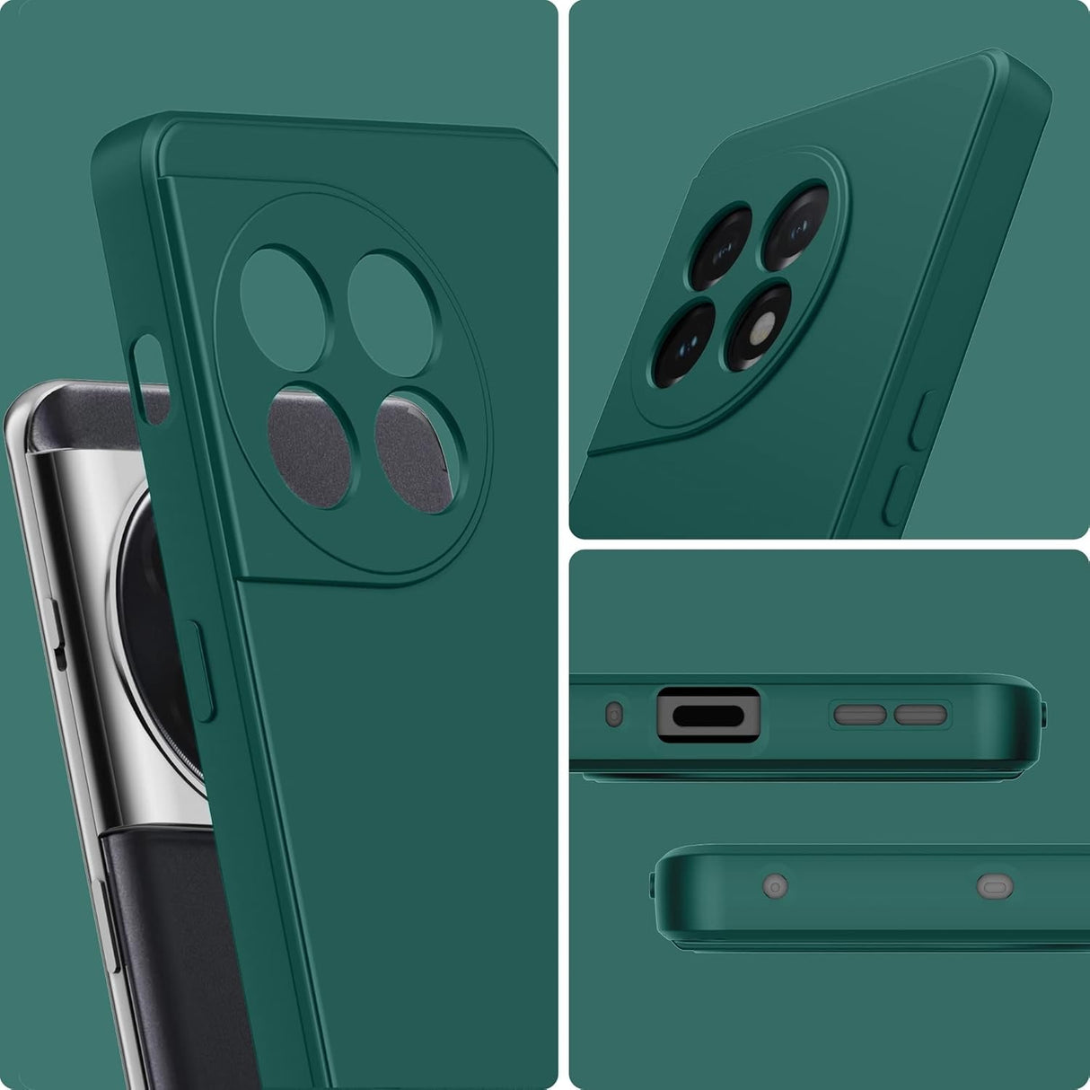 Husa de Protectie, Vivimall, pentru OnePlus 11 5G, Liquid Silicone, cu Microfibra pe Interior, Protectie Antisoc, Compatibil Incarcare Wireless, Verde - vivimall.ro