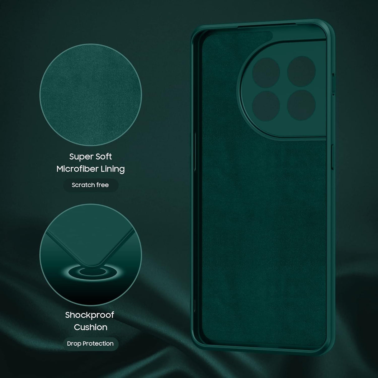 Husa de Protectie, Vivimall, pentru OnePlus 11 5G, Liquid Silicone, cu Microfibra pe Interior, Protectie Antisoc, Compatibil Incarcare Wireless, Verde - vivimall.ro