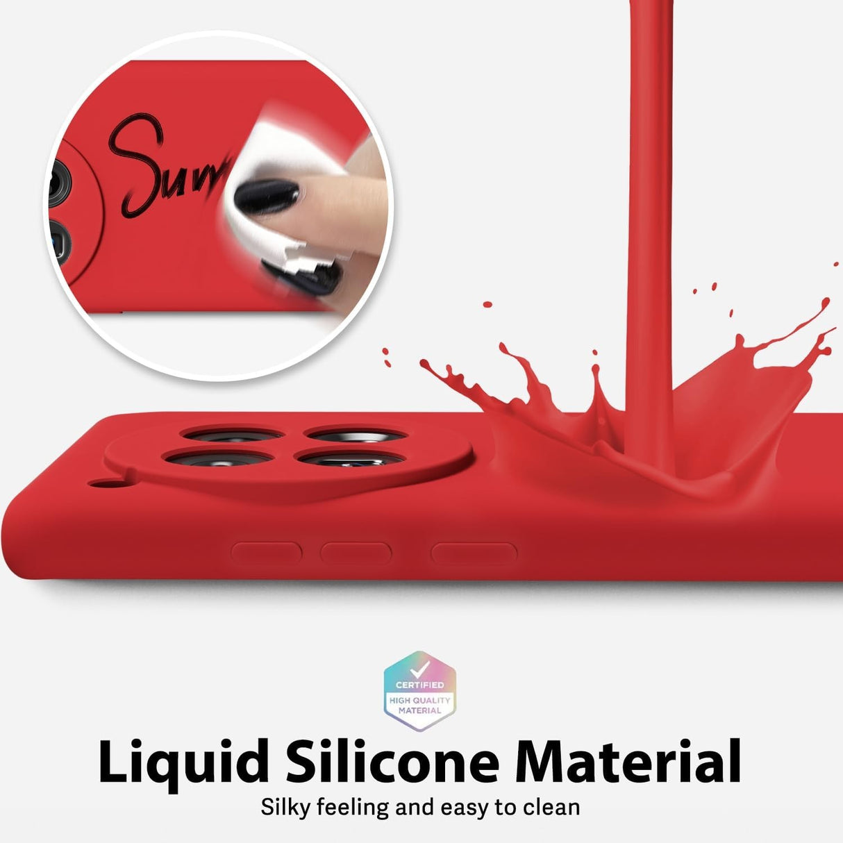 Husa de Protectie, Vivimall, pentru OnePlus 12 5G, Liquid Silicone, cu Microfibra pe Interior, Protectie Antisoc, Compatibil Incarcare Wireless, Rosu - vivimall.ro