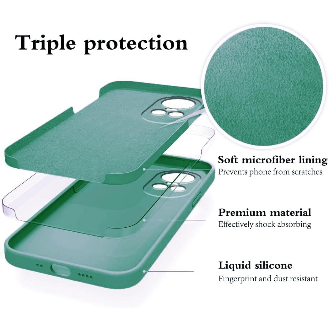 Husa de Protectie, Vivimall, pentru Oppo Reno 10 5G, Liquid Silicone, cu Microfibra pe Interior, Protectie Antisoc, Compatibil Incarcare Wireless, Verde - vivimall.ro