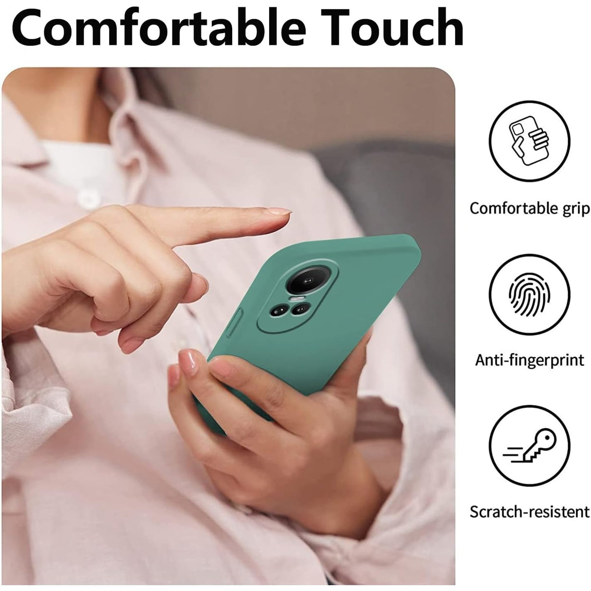 Husa de Protectie, Vivimall, pentru Oppo Reno 10 5G, Liquid Silicone, cu Microfibra pe Interior, Protectie Antisoc, Compatibil Incarcare Wireless, Verde - vivimall.ro