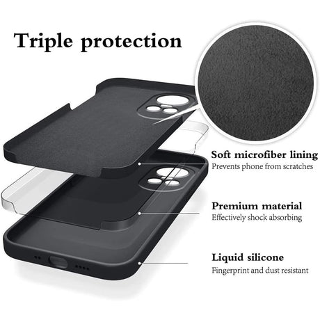 Husa de Protectie, Vivimall, pentru Oppo Reno 10 5G, Liquid Silicone, cu Microfibra pe Interior, Protectie Antisoc, Compatibil Incarcare Wireless, Negru - vivimall.ro