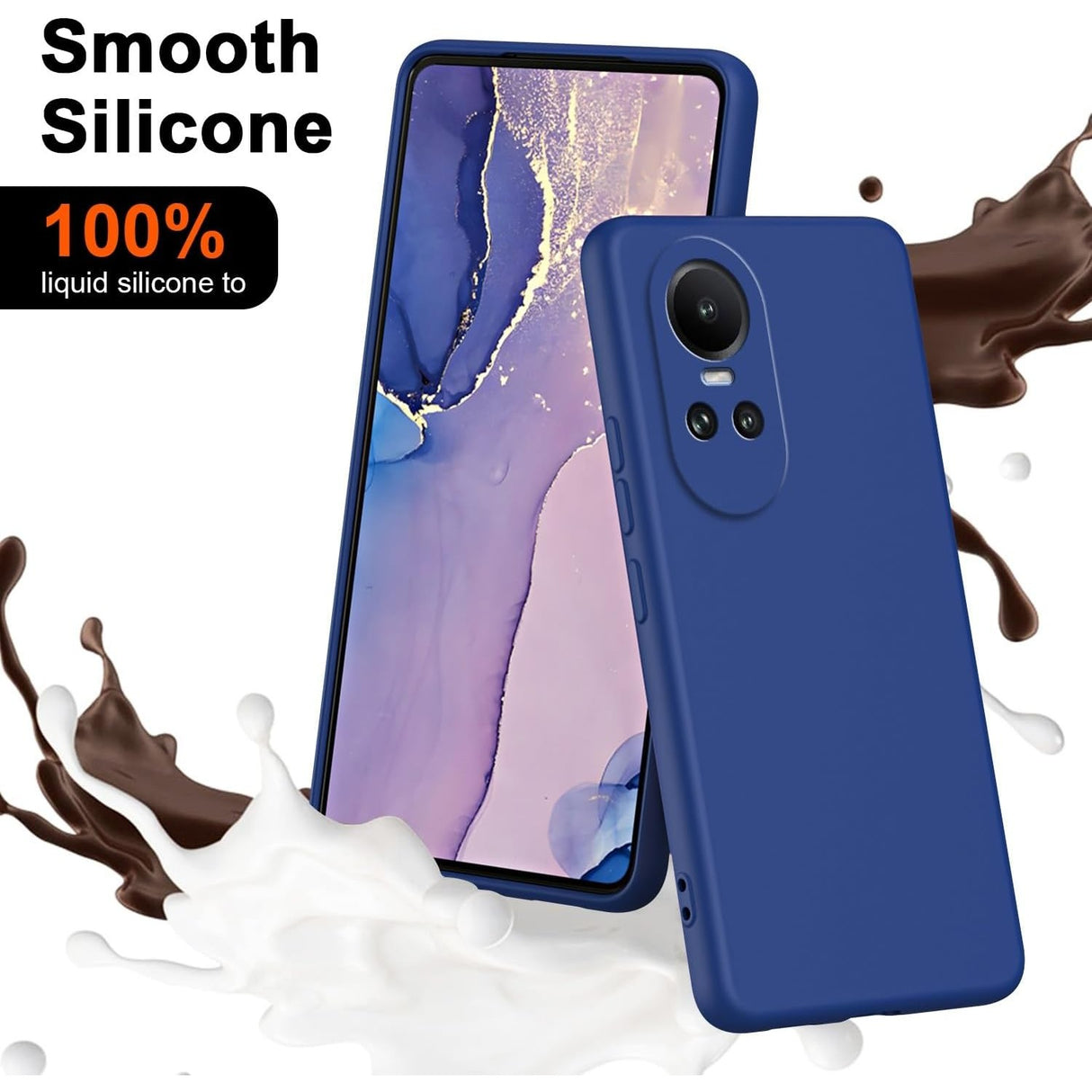 Husa de Protectie, Vivimall, pentru Oppo Reno 10 Pro 5G, Liquid Silicone, cu Microfibra pe Interior, Protectie Antisoc, Compatibil Incarcare Wireless, Albastru - vivimall.ro