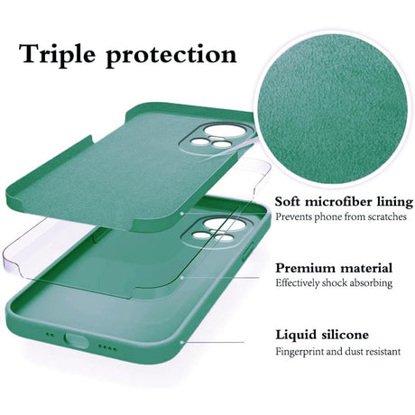 Husa de Protectie, Vivimall, pentru Oppo Reno 10 Pro 5G, Liquid Silicone, cu Microfibra pe Interior, Protectie Antisoc, Compatibil Incarcare Wireless, Verde - vivimall.ro