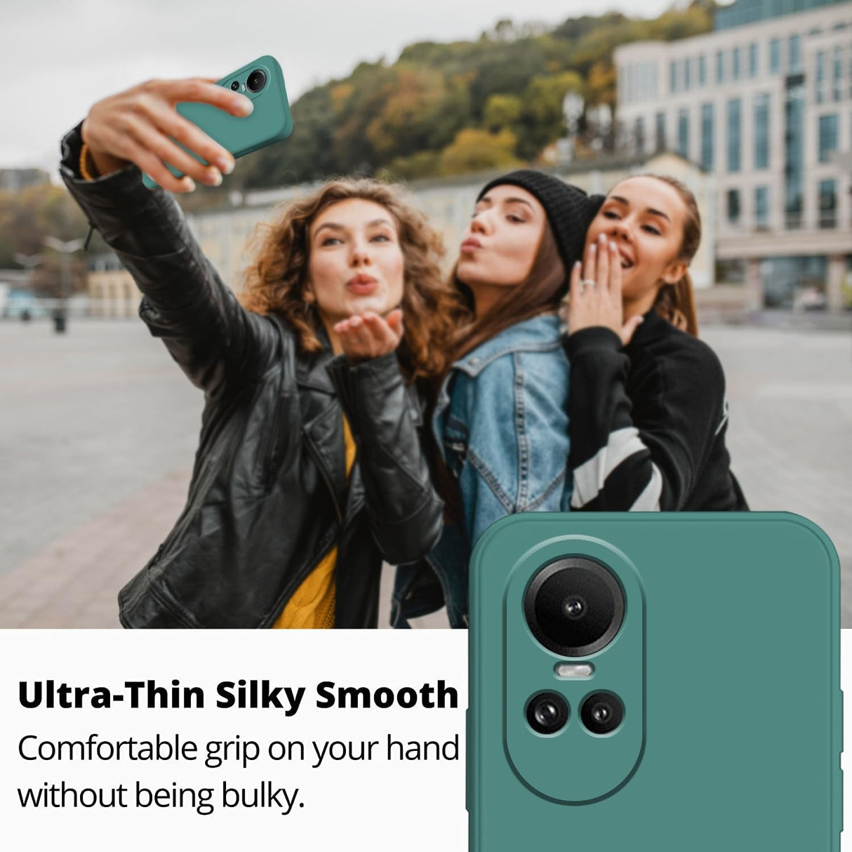 Husa de Protectie, Vivimall, pentru Oppo Reno 10 Pro 5G, Liquid Silicone, cu Microfibra pe Interior, Protectie Antisoc, Compatibil Incarcare Wireless, Verde - vivimall.ro