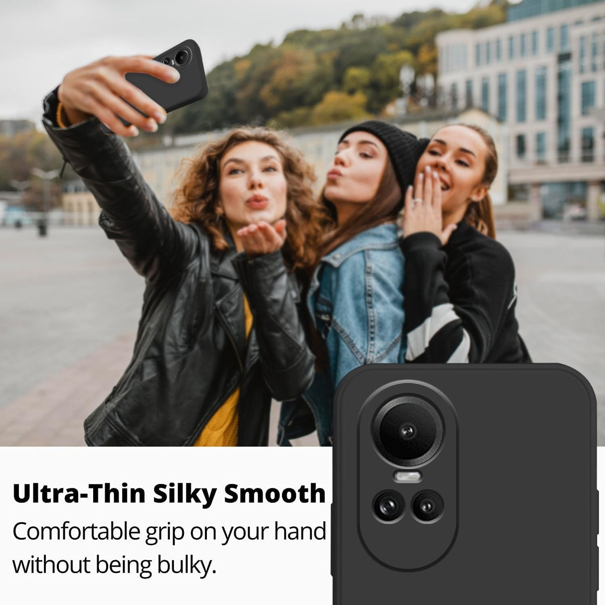 Husa de Protectie, Vivimall, pentru Oppo Reno 10 Pro 5G, Liquid Silicone, cu Microfibra pe Interior, Protectie Antisoc, Compatibil Incarcare Wireless, Negru - vivimall.ro