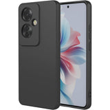 Husă Oppo Reno 11 F din silicon lichid negru, vedere frontală, căptușeală microfibră