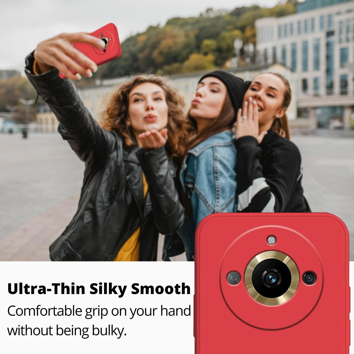 Husa de Protectie, Vivimall, pentru Realme 11 Pro Plus, Liquid Silicone, cu Microfibra pe Interior, Protectie Antisoc, Compatibil Incarcare Wireless, Rosu - vivimall.ro