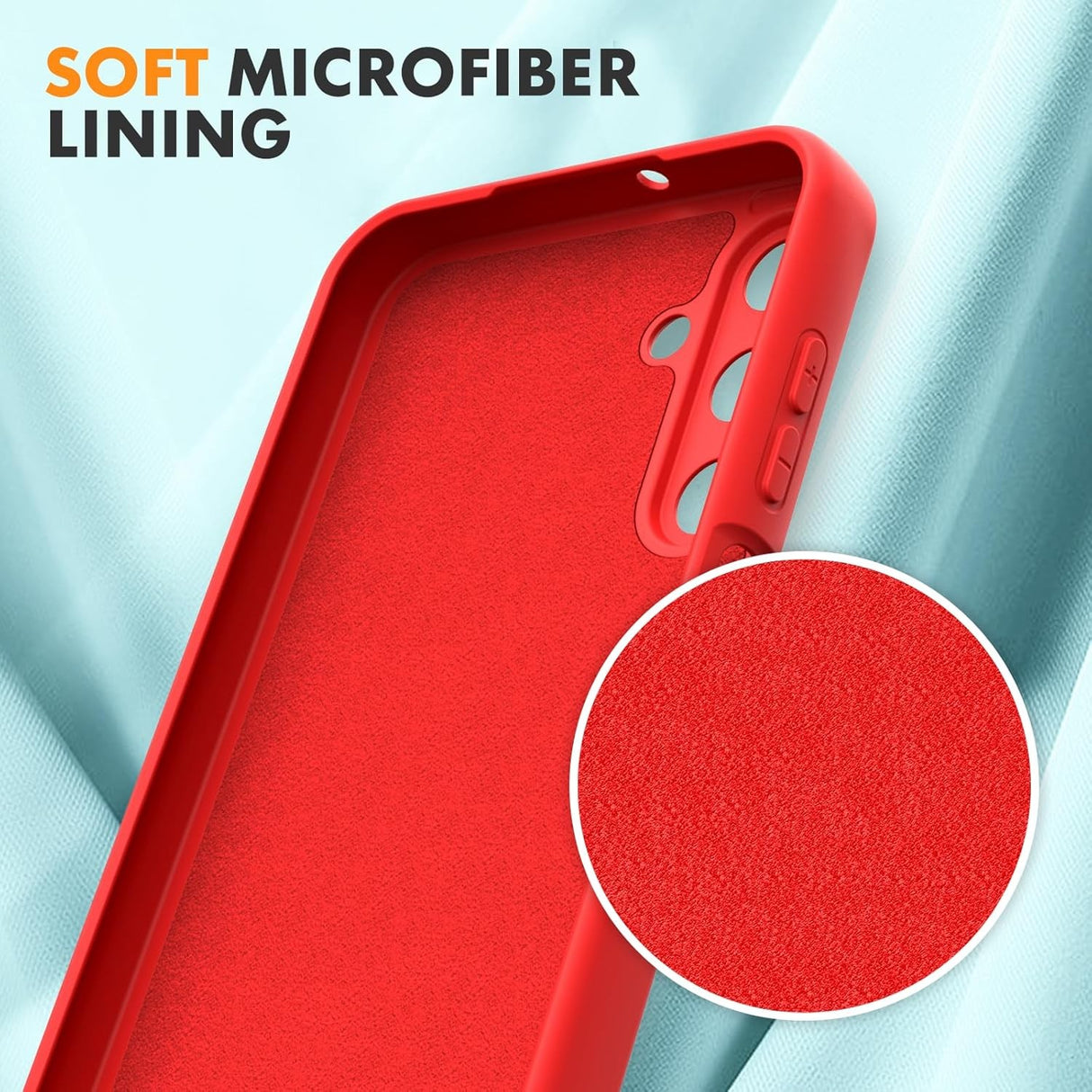 Husa de Protectie, Vivimall, pentru Samsung Galaxy A15, Liquid Silicone, cu Microfibra pe Interior, Protectie Antisoc, Compatibil Incarcare Wireless, Rosu - vivimall.ro
