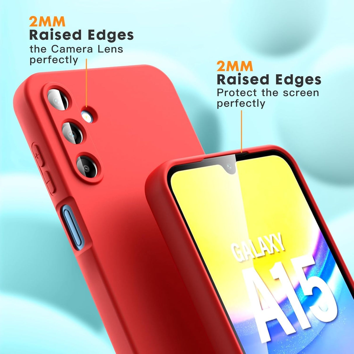 Husa de Protectie, Vivimall, pentru Samsung Galaxy A15, Liquid Silicone, cu Microfibra pe Interior, Protectie Antisoc, Compatibil Incarcare Wireless, Rosu - vivimall.ro