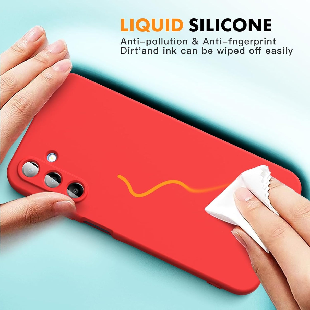 Husa de Protectie, Vivimall, pentru Samsung Galaxy A15, Liquid Silicone, cu Microfibra pe Interior, Protectie Antisoc, Compatibil Incarcare Wireless, Rosu - vivimall.ro