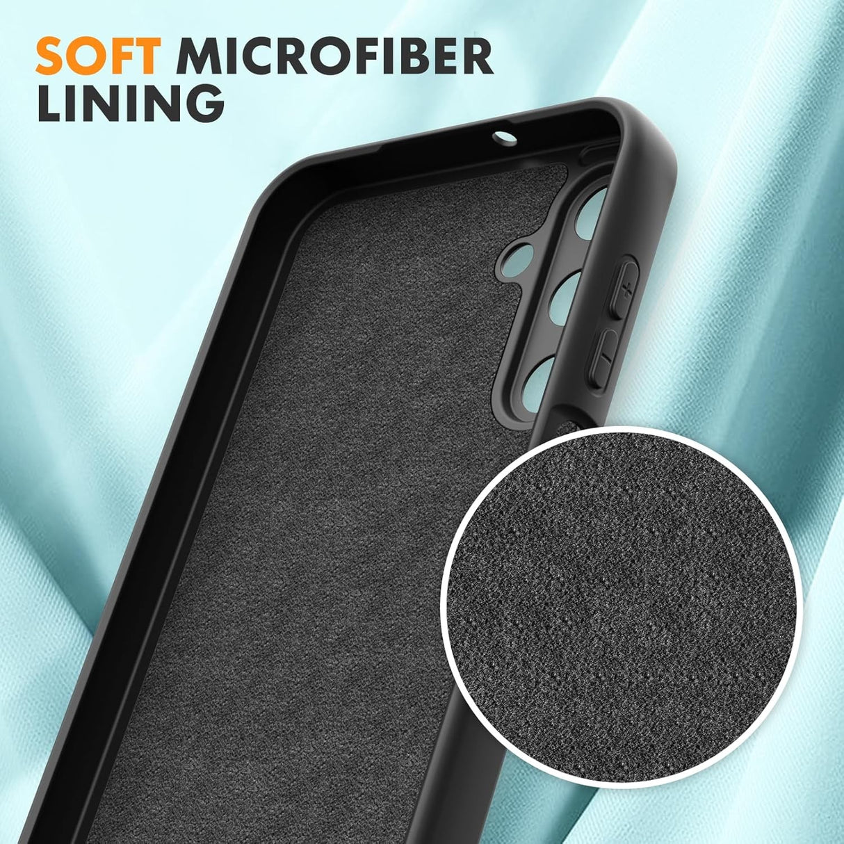 Husa de Protectie, Vivimall, pentru Samsung Galaxy A15, Liquid Silicone, cu Microfibra pe Interior, Protectie Antisoc, Compatibil Incarcare Wireless, Negru - vivimall.ro