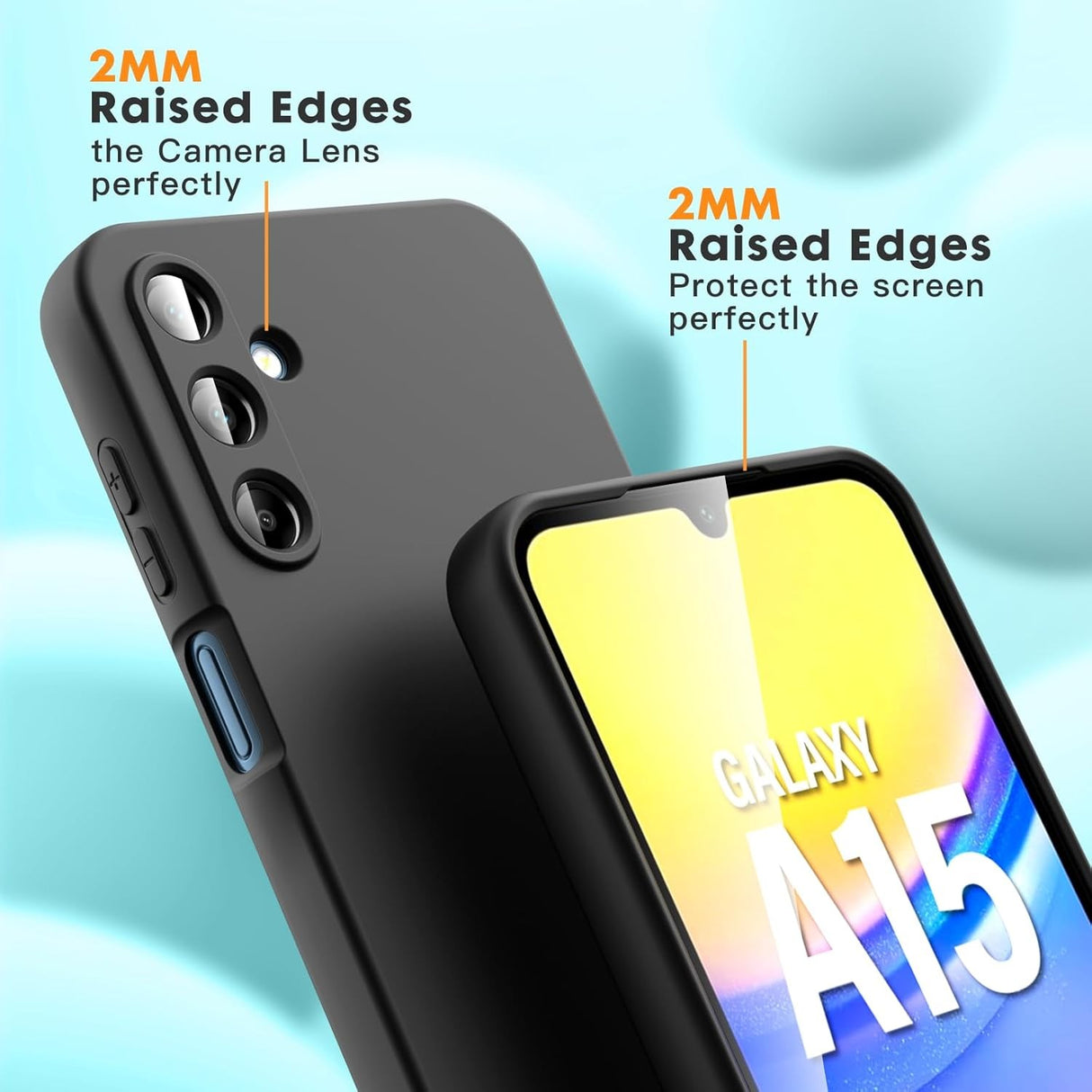 Husa de Protectie, Vivimall, pentru Samsung Galaxy A15, Liquid Silicone, cu Microfibra pe Interior, Protectie Antisoc, Compatibil Incarcare Wireless, Negru - vivimall.ro