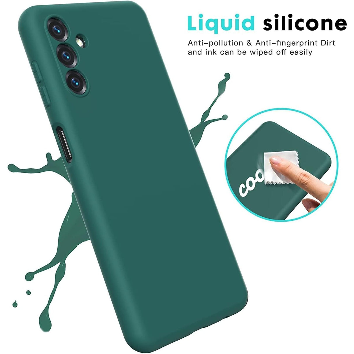 Husa de Protectie, Vivimall, pentru Samsung Galaxy S23 FE, Liquid Silicone, cu Microfibra pe Interior, Protectie Antisoc, Compatibil Incarcare Wireless, Verde - vivimall.ro