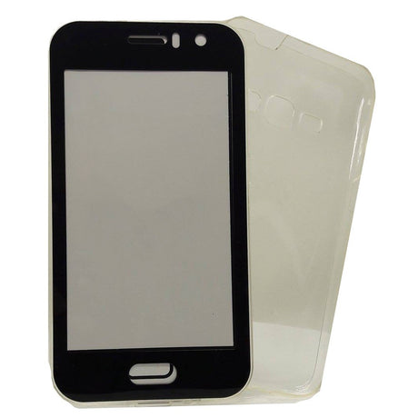 Husa de protectie Flippy® pentru Samsung J1 2016 Full Tpu 360 V2 Transparent cu margini negre - vivimall.ro