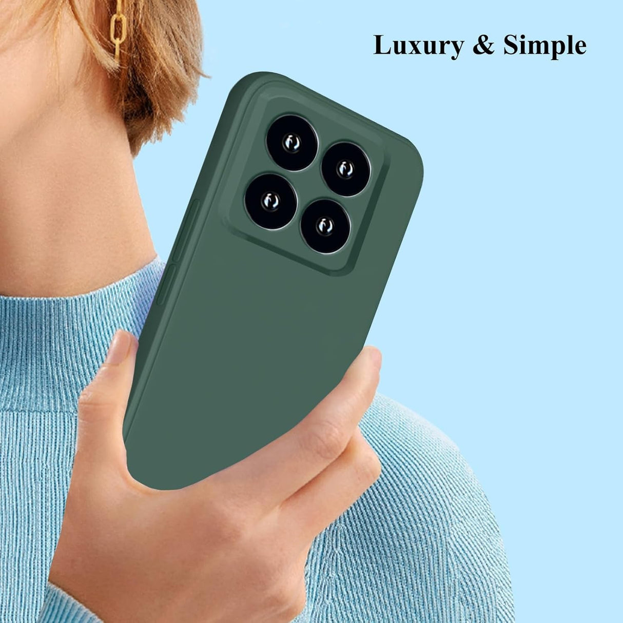 Husa de Protectie, Vivimall, pentru Xiaomi 14, Liquid Silicone, cu Microfibra pe Interior, Protectie Antisoc, Compatibil Incarcare Wireless, Verde - vivimall.ro