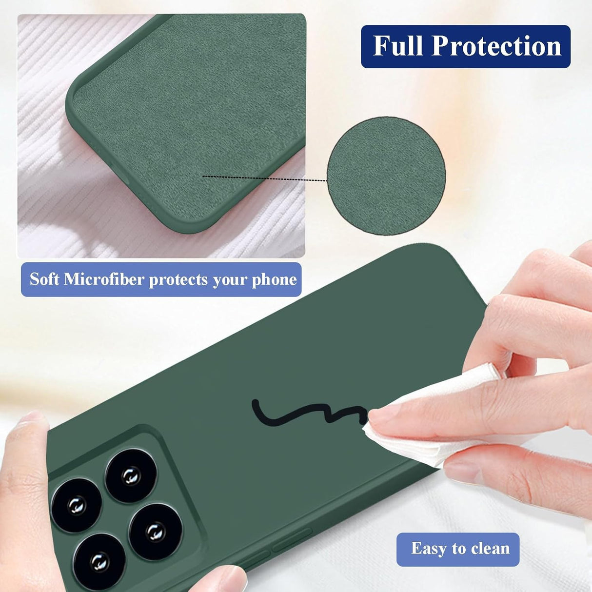 Husa de Protectie, Vivimall, pentru Xiaomi 14, Liquid Silicone, cu Microfibra pe Interior, Protectie Antisoc, Compatibil Incarcare Wireless, Verde - vivimall.ro
