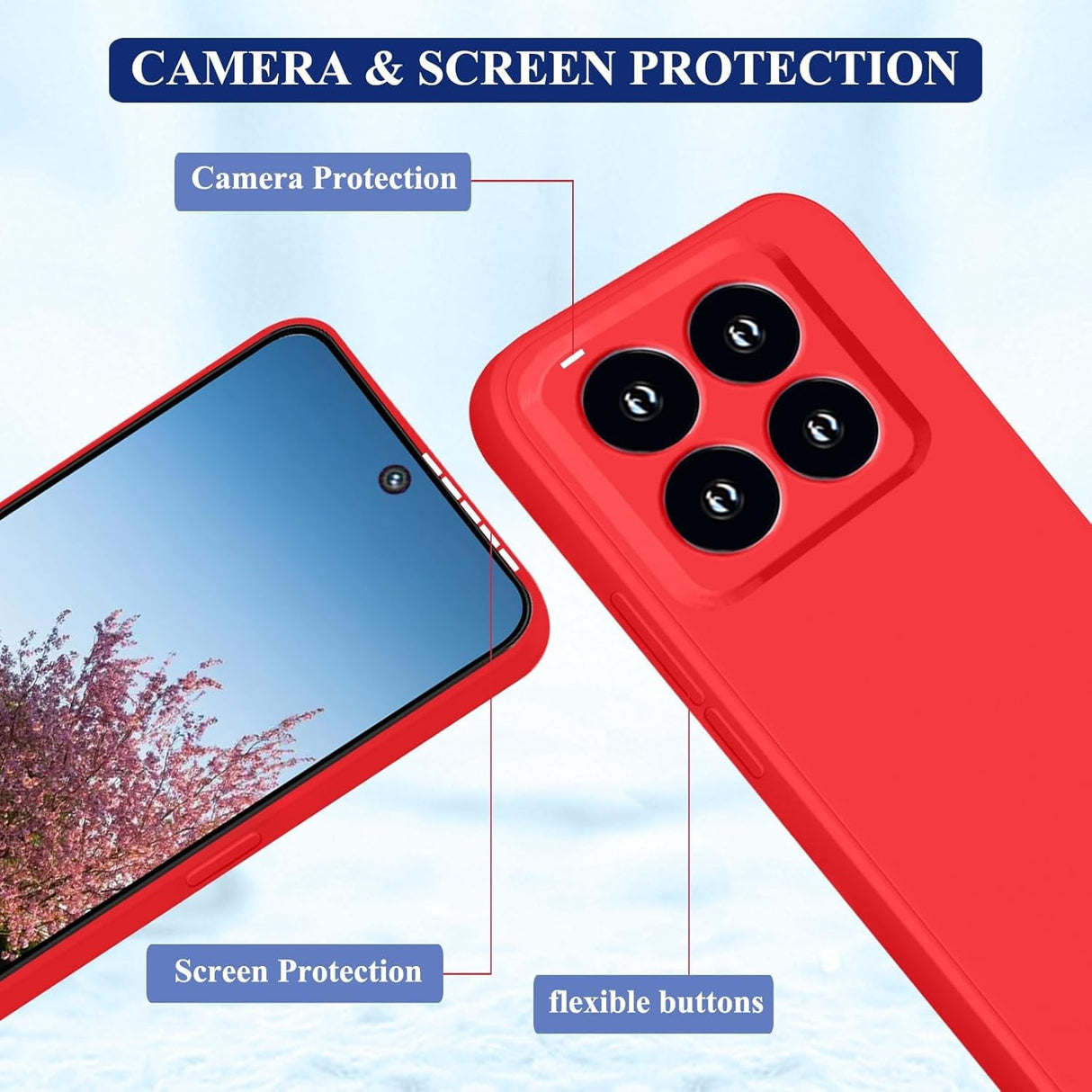 Husa de Protectie, Vivimall, pentru Xiaomi 14, Liquid Silicone, cu Microfibra pe Interior, Protectie Antisoc, Compatibil Incarcare Wireless, Rosu - vivimall.ro