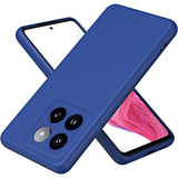 Husă antisoc Xiaomi 14 din silicon lichid albastru, vedere frontală, model Liquid Silicone cu microfibră