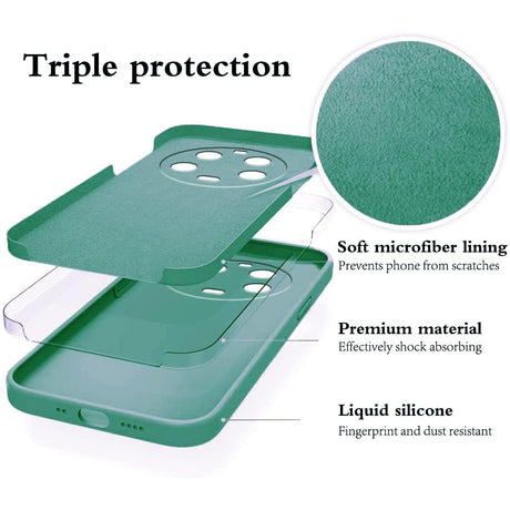 Husă Xiaomi 14 Ultra verde, detaliu colțuri ranforsate pentru protecție antisoc