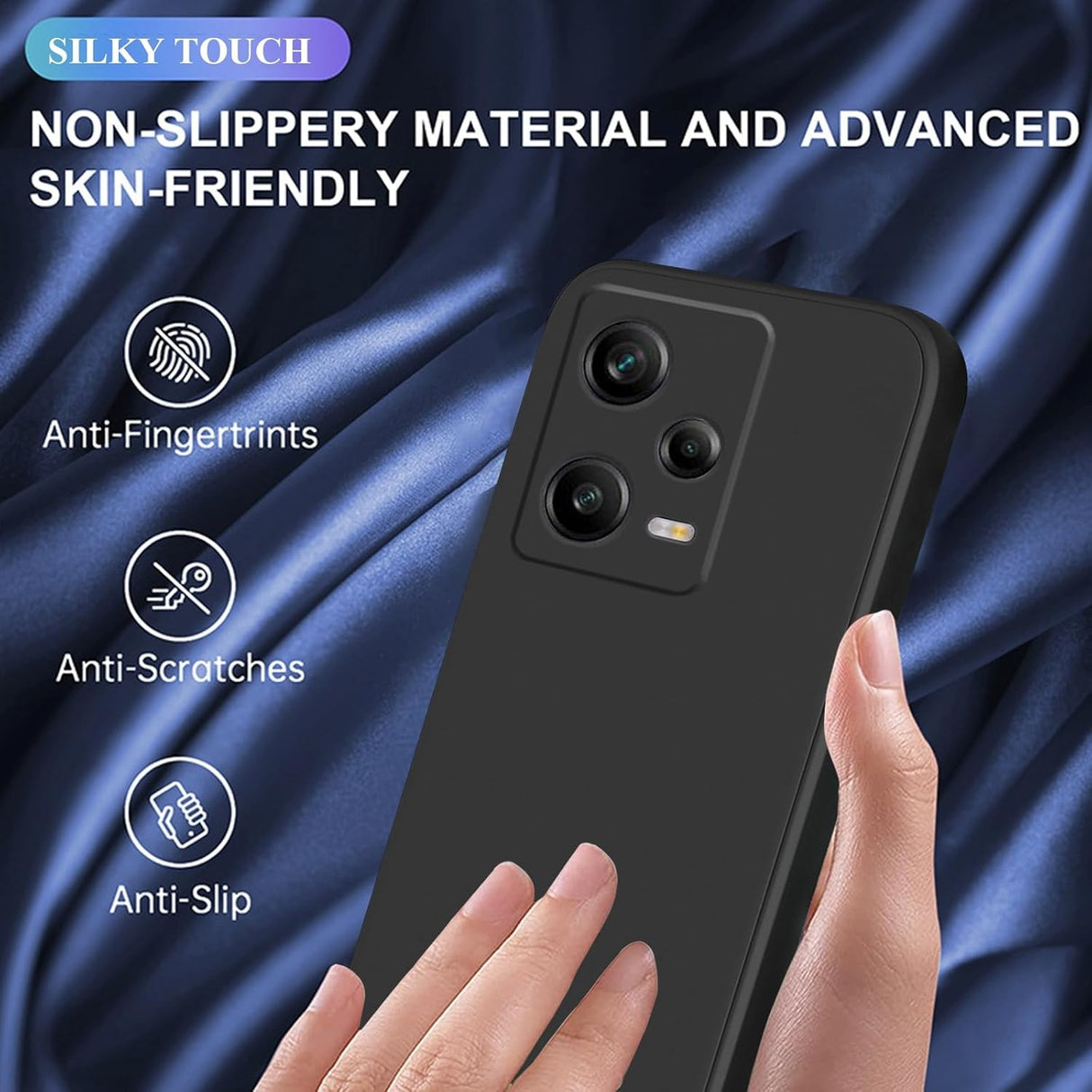 Husa de Protectie, Flippy, pentru Xiaomi Redmi Note 12 Pro 5G, Liquid Silicone, cu Microfibra pe Interior, Protectie Antisoc, Compatibil Incarcare Wireless, Negru - vivimall.ro