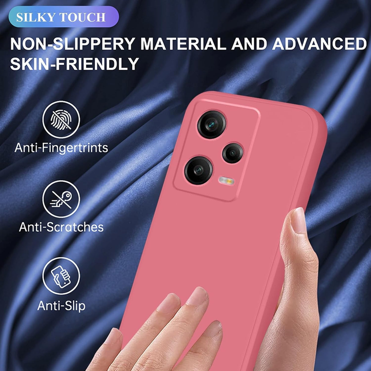 Husa de Protectie, Vivimall, pentru Xiaomi Redmi Note 12 Pro 5G, Liquid Silicone, cu Microfibra pe Interior, Protectie Antisoc, Compatibil Incarcare Wireless, Rosu Camellia - vivimall.ro