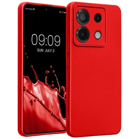 Husă Liquid Silicon roșie pentru Xiaomi Redmi Note 13 5G, vedere frontală, finisaj mat antiamprentă