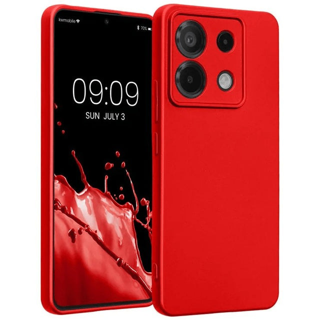 Husa de Protectie, Vivimall, pentru Xiaomi Redmi Note 13 5G, Liquid Silicon, Rosu - vivimall.ro