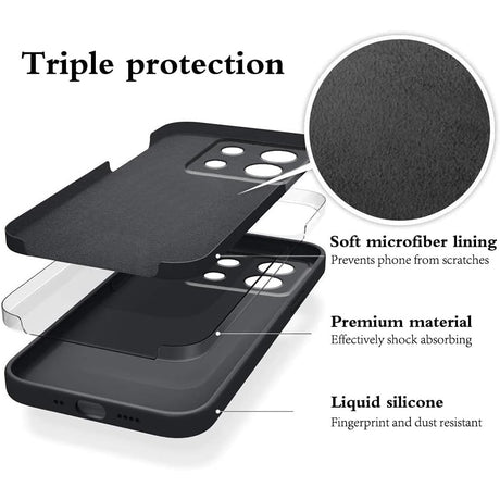 Husa de Protectie, Vivimall, pentru Xiaomi Redmi Note 13 5G, Liquid Silicone, cu Microfibra pe Interior, Protectie Antisoc, Compatibil Incarcare Wireless, Negru - vivimall.ro