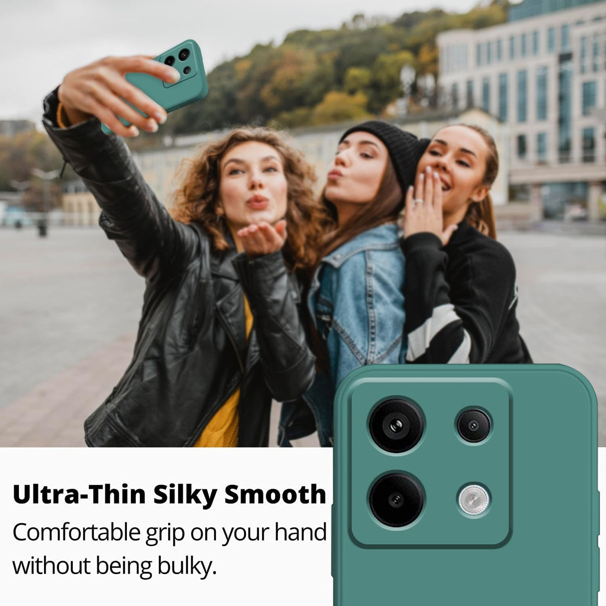 Husa de Protectie, Vivimall, pentru Xiaomi Redmi Note 13 5G, Liquid Silicone, cu Microfibra pe Interior, Protectie Antisoc, Compatibil Incarcare Wireless, Verde - vivimall.ro