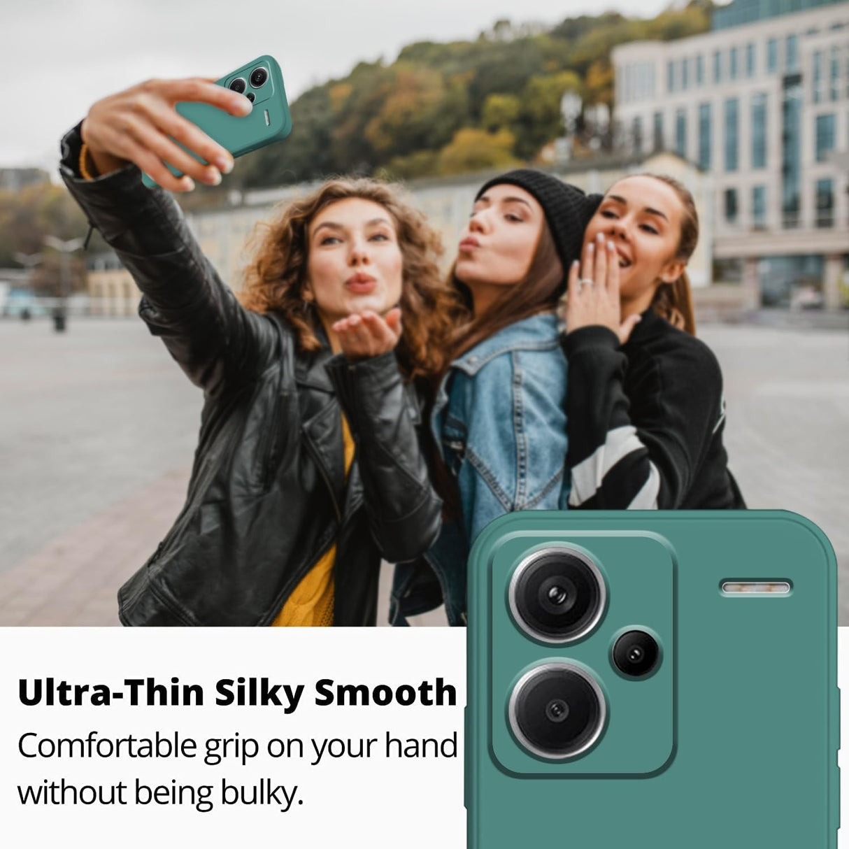 Husa de Protectie, Vivimall, pentru Xiaomi Redmi Note 13 Pro Plus 5G, Liquid Silicone, cu Microfibra pe Interior, Protectie Antisoc, Compatibil Incarcare Wireless, Verde - vivimall.ro