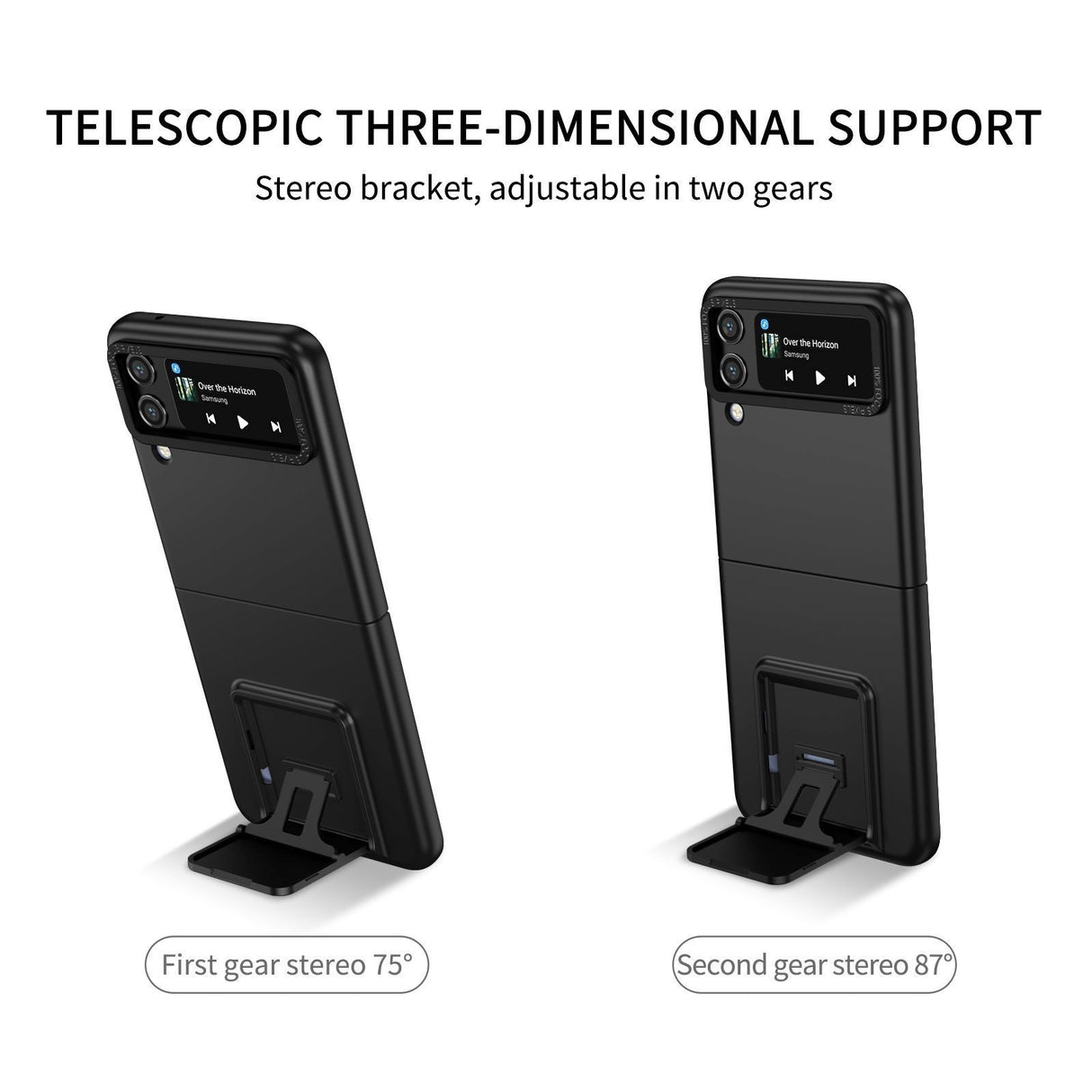Husă Samsung Galaxy Z Flip 5 neagră, vedere spate, material PC rigid cu finisaj mat anti-amprentă