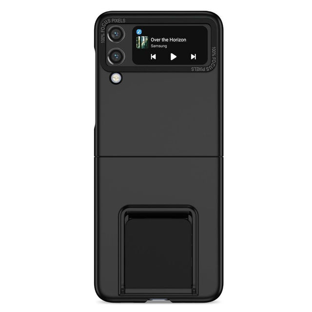 Husă Samsung Galaxy Z Flip 5 neagră din PC și silicon, vedere frontală, protecție fullbody tridimensională