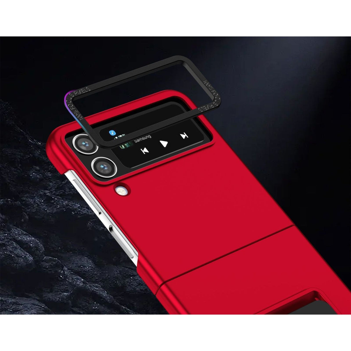 Husa de Protectie, Vivimall, pentru Samsung Galaxy Z Flip 5, din PC, cu Pliere Tridimensionala, Multifunctionala, Rosie - vivimall.ro