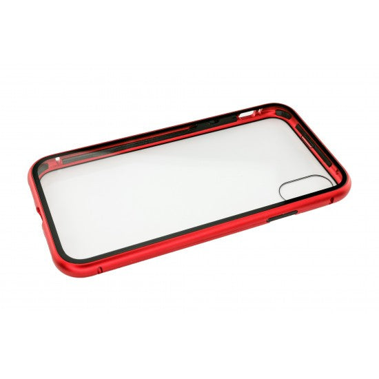 Husa de protectie Magnetic 360, Folie sticla inclusa, pentru Apple iPhone X, Rosu - vivimall.ro