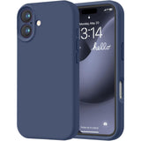 Husă matte TPU albastru iPhone 16 Plus montată pe telefon, acoperire completă antisoc