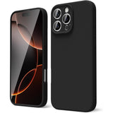 Husă Matte TPU neagră pentru Apple iPhone 16 Pro Max, vedere frontală, buză ridicată cameră