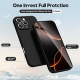 Husă Matte TPU neagră iPhone 16 Pro, detaliu decupaje precise pentru porturi și butoane
