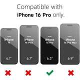 Husă Matte TPU neagră iPhone 16 Pro montată pe telefon, perspectivă lifestyle