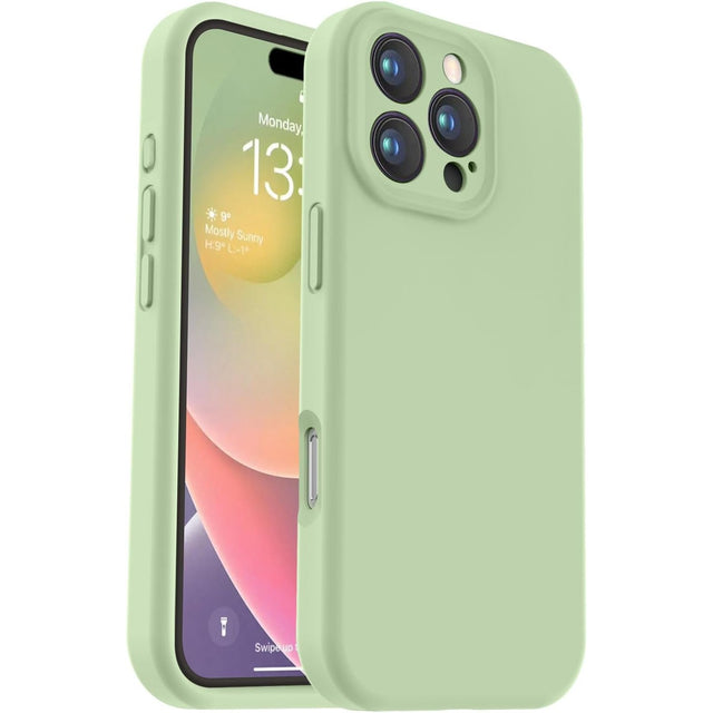 Husă Matte TPU verde pentru Apple iPhone 16 Pro, vedere frontală, design slim anti-amprentă