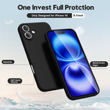 Husă iPhone 16 TPU mat negru, detaliu decupaje port USB-C și butoane volum