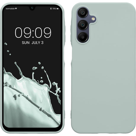Husă matte TPU verde pentru Samsung Galaxy A35 5G, vedere frontală, protecție completă antisoc