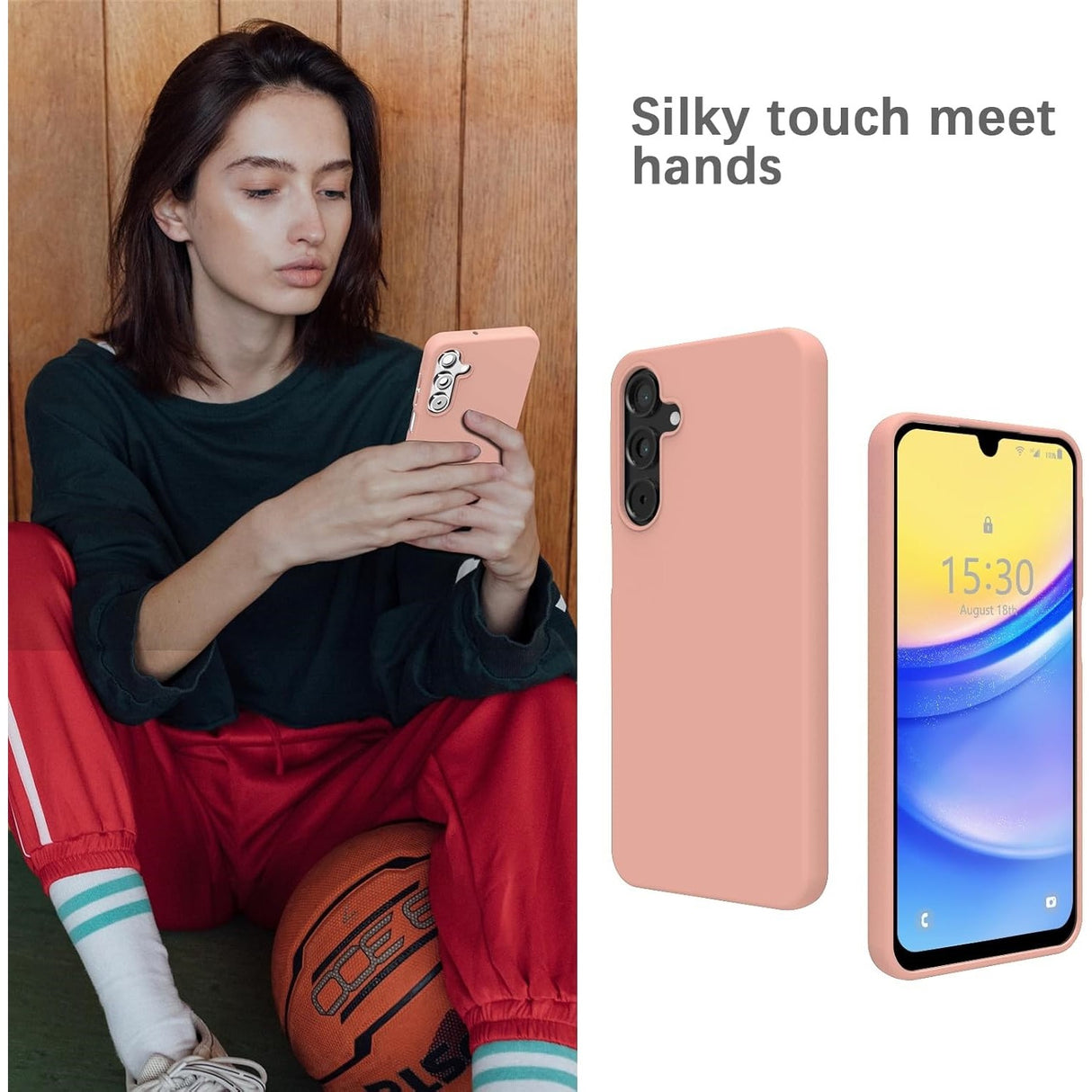 Husa de Protectie Matte TPU, Vivimall, pentru Samsung Galaxy A55 5G, Protectie Camera, Antisoc, Antizgariere, Antialunecare, Acoperire Completa, Roz - vivimall.ro