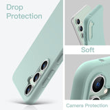 Husă Matte TPU verde S23 FE 5G, detaliu decupaje precise pentru butoane și port de încărcare