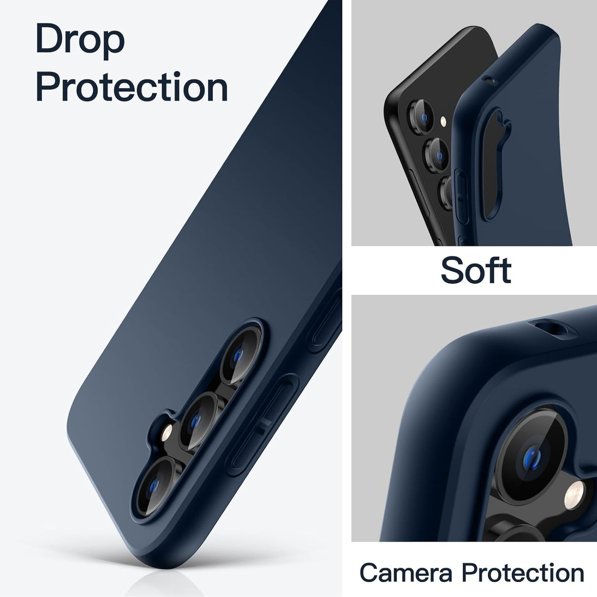 Husa de Protectie Matte TPU, Vivimall, pentru Samsung Galaxy S23 FE 5G, Protectie Camera, Antisoc, Antizgariere, Antialunecare, Acoperire Completa, Albastru - vivimall.ro
