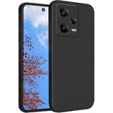 Husă matte TPU neagră pentru Xiaomi Redmi 12 Pro, vedere frontală, suprafață anti-amprentă